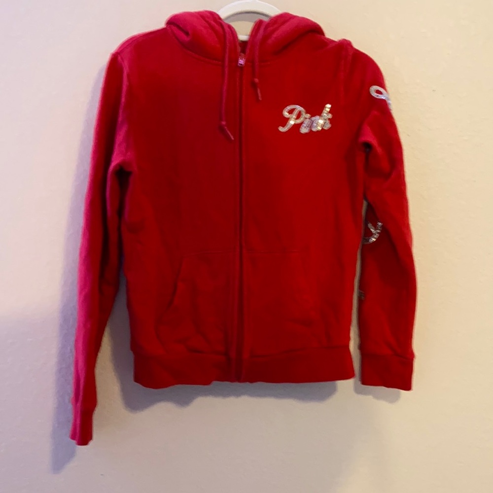 pink zip up hoodie